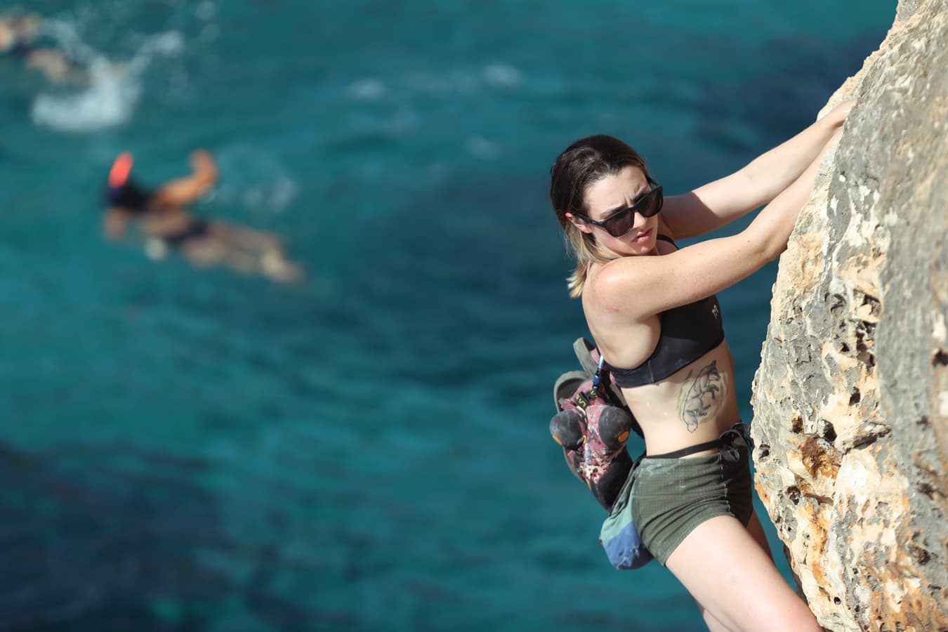 Mallorca deep water solo rock climbing Rockbusters